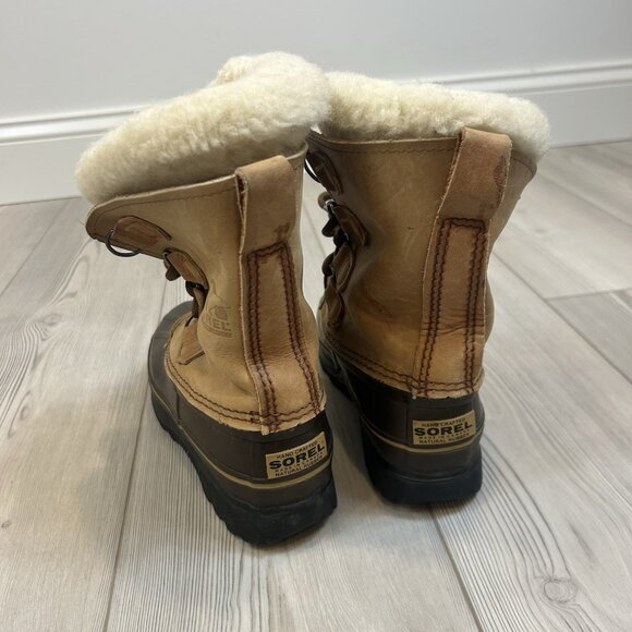 Sorel Alpine Winter Boots Women's Sz 6 Tan Leather Lace Up Insulated Snow Lined - Picture 10 of 11